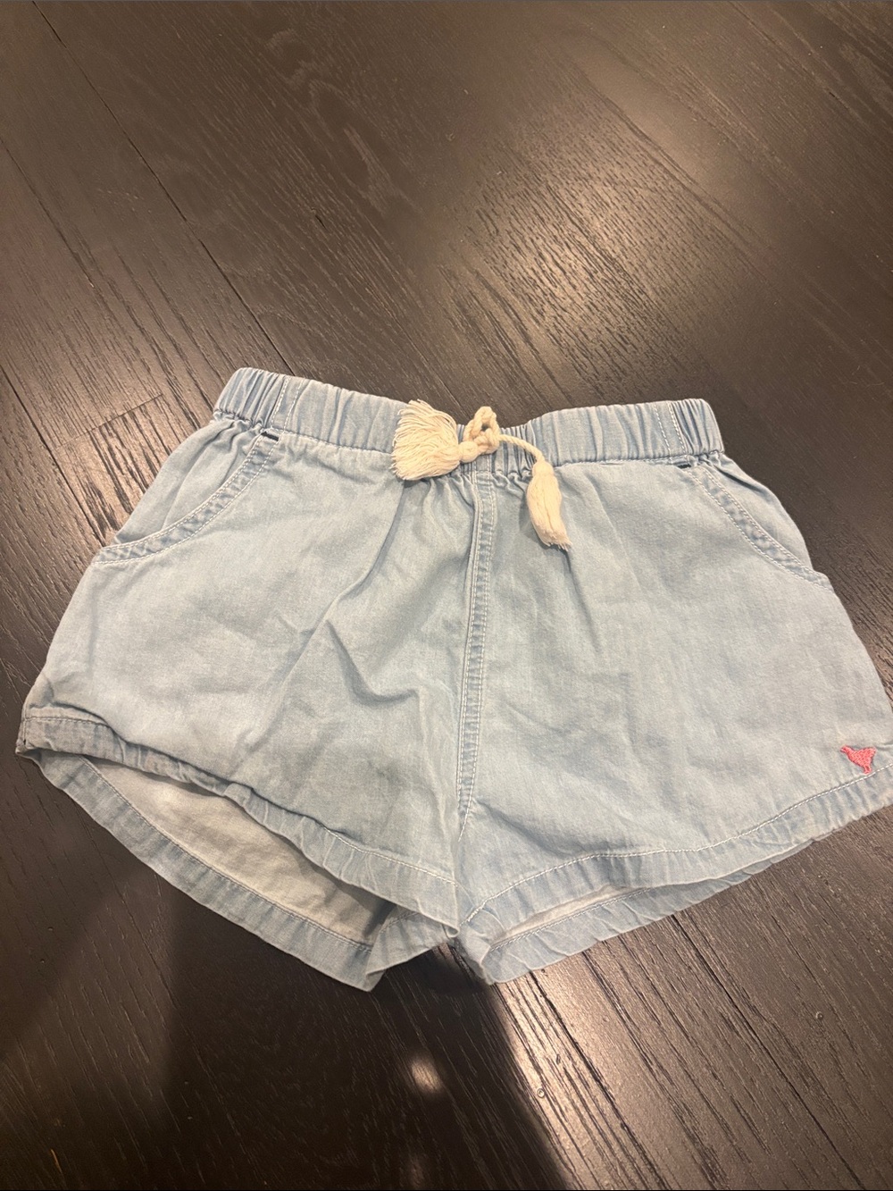 Pink Chicken Light Blue Denim Drawstring Kids Shorts